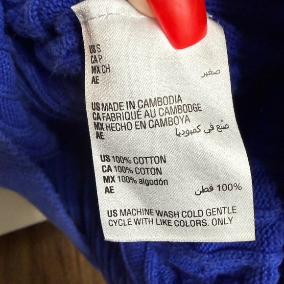 Karen Scott Cable Knit V-Neck Sweater Women's Small Blue Cotton Soft Knit - Picture 3 of 4